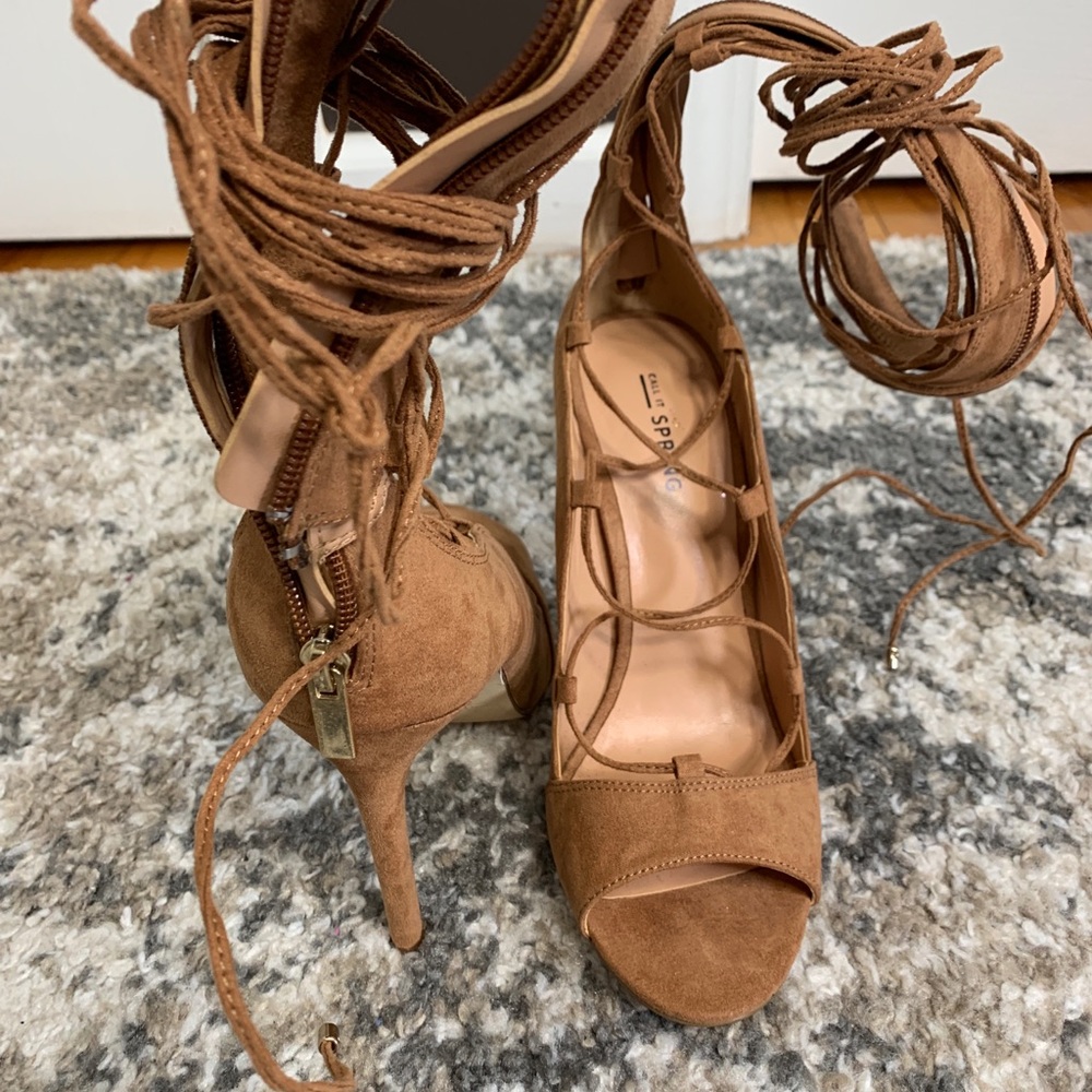 Call it Spring thigh high strappy heels